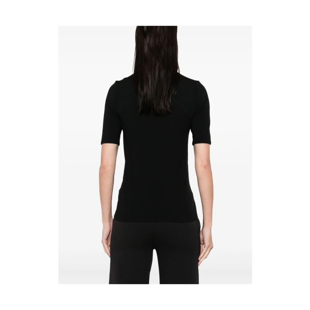 Calvin Klein Zwarte Geribbelde Korte Mouw Sweater Black Dames