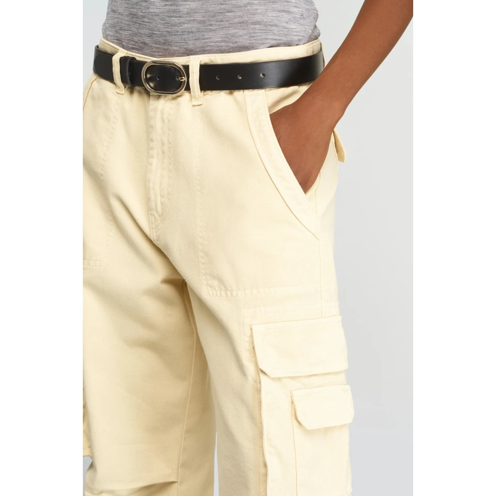 Semicouture Cargo denim jeans met brede taille Yellow Dames
