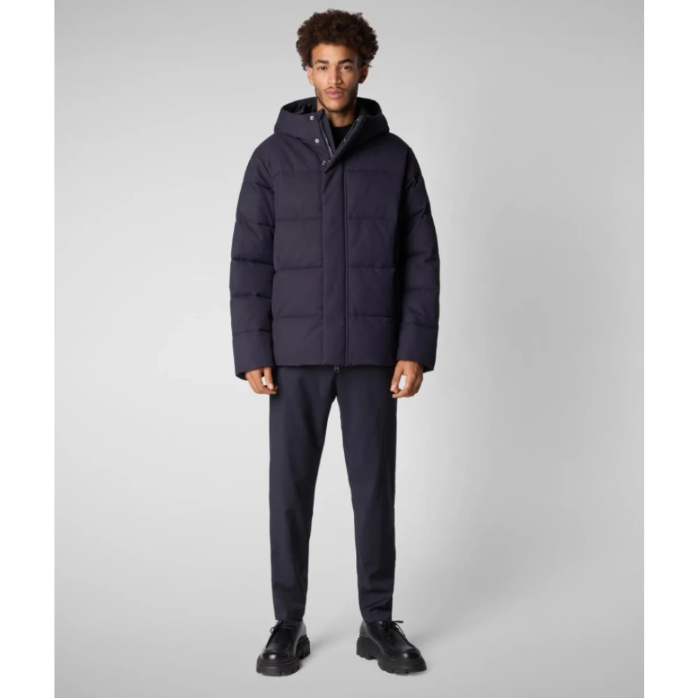 Save The Duck Blauwe Gewatteerde Hoodie Jas Blue Heren