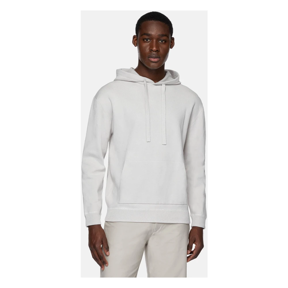 Boggi Milano Hoodie Crepe Knit Sweatshirt Gray Heren
