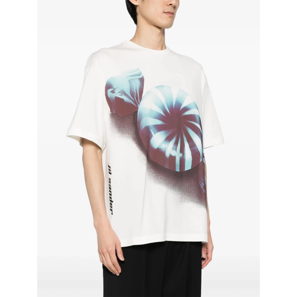 Jil Sander Grafische Print Katoenen T-shirt White Heren