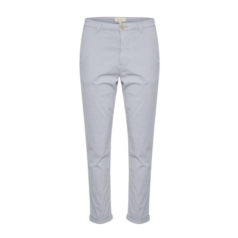 Part Two Gray Classic Quarry Trousers With Button Detail - Female - Cropped Trousers - Xs - Trousers