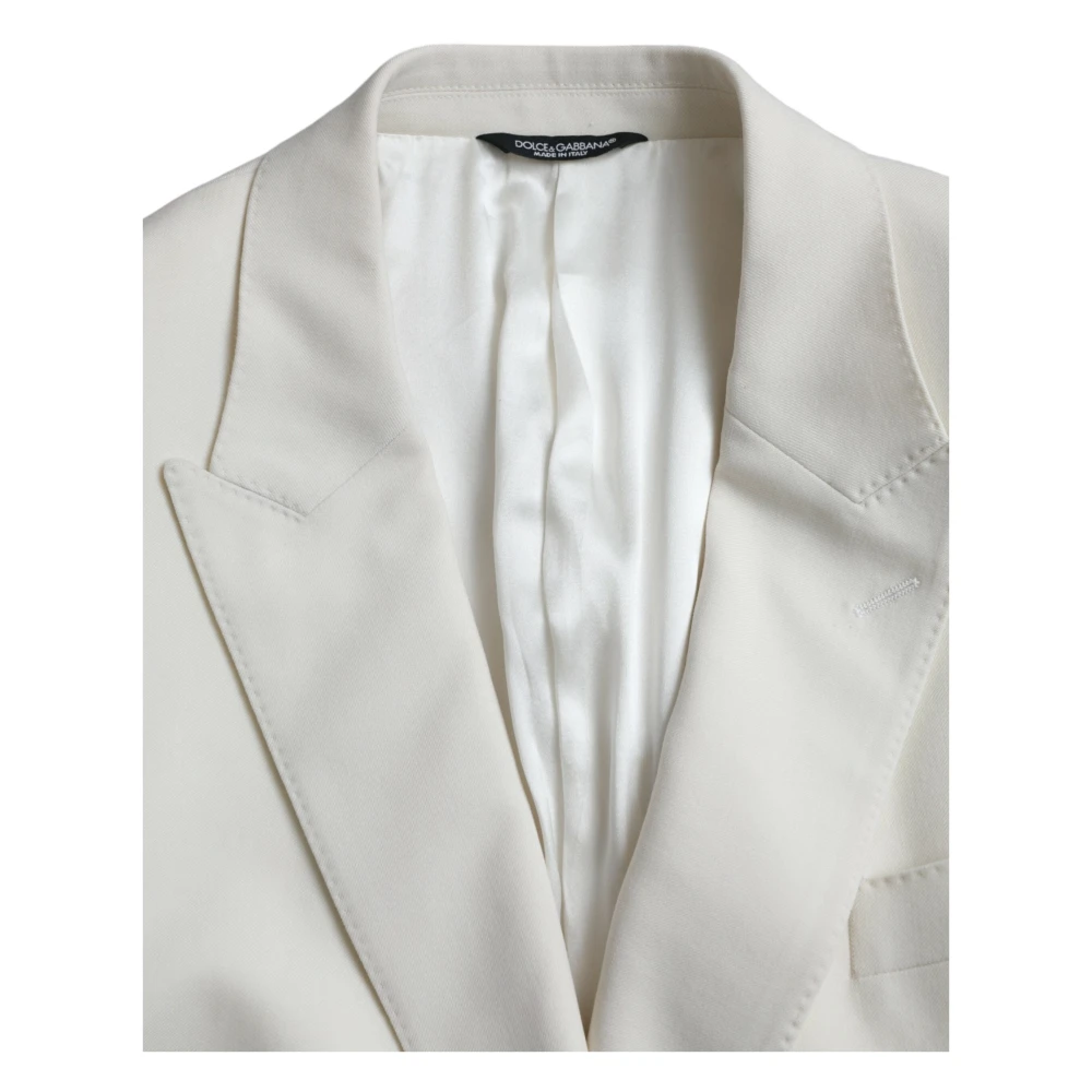Dolce & Gabbana Witte Wollen Blazer Martini Dubbele Breasted White Heren