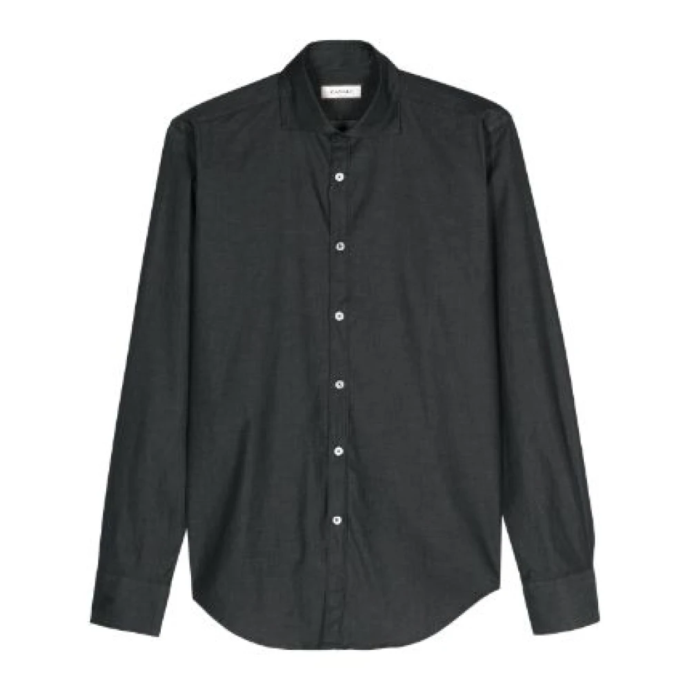 Canali Klassieke Katoenen Chambray Overhemd Black Heren