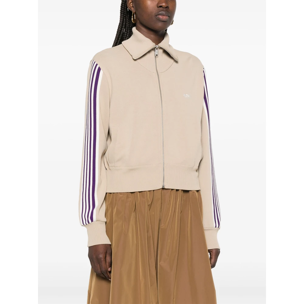 Autry Beige Jas met Hoge Kraag en Rits Beige Dames