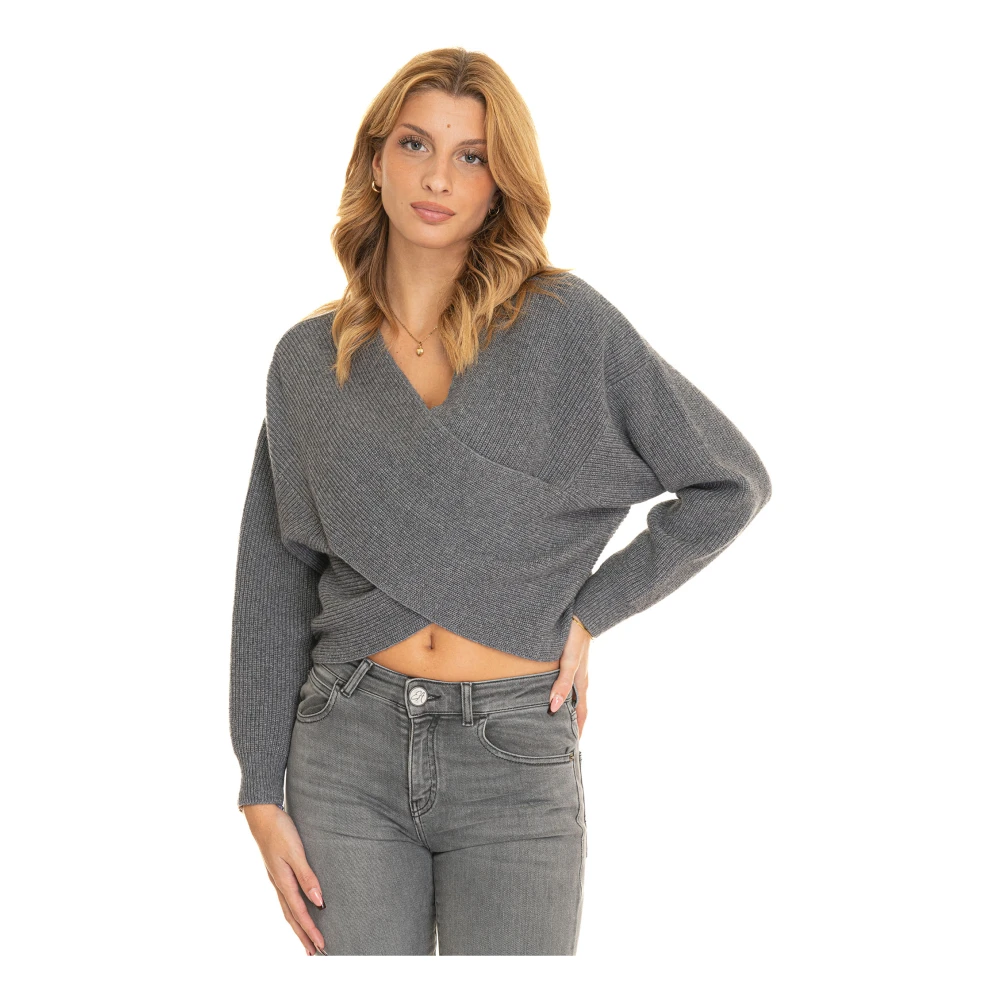 Pennyblack Gekruiste Voorkant Wollen Trui Gray Dames