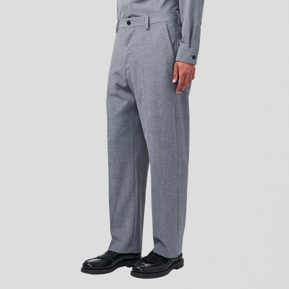 Nn07 Grijze melange pantalon met relaxte pasvorm Gray Heren