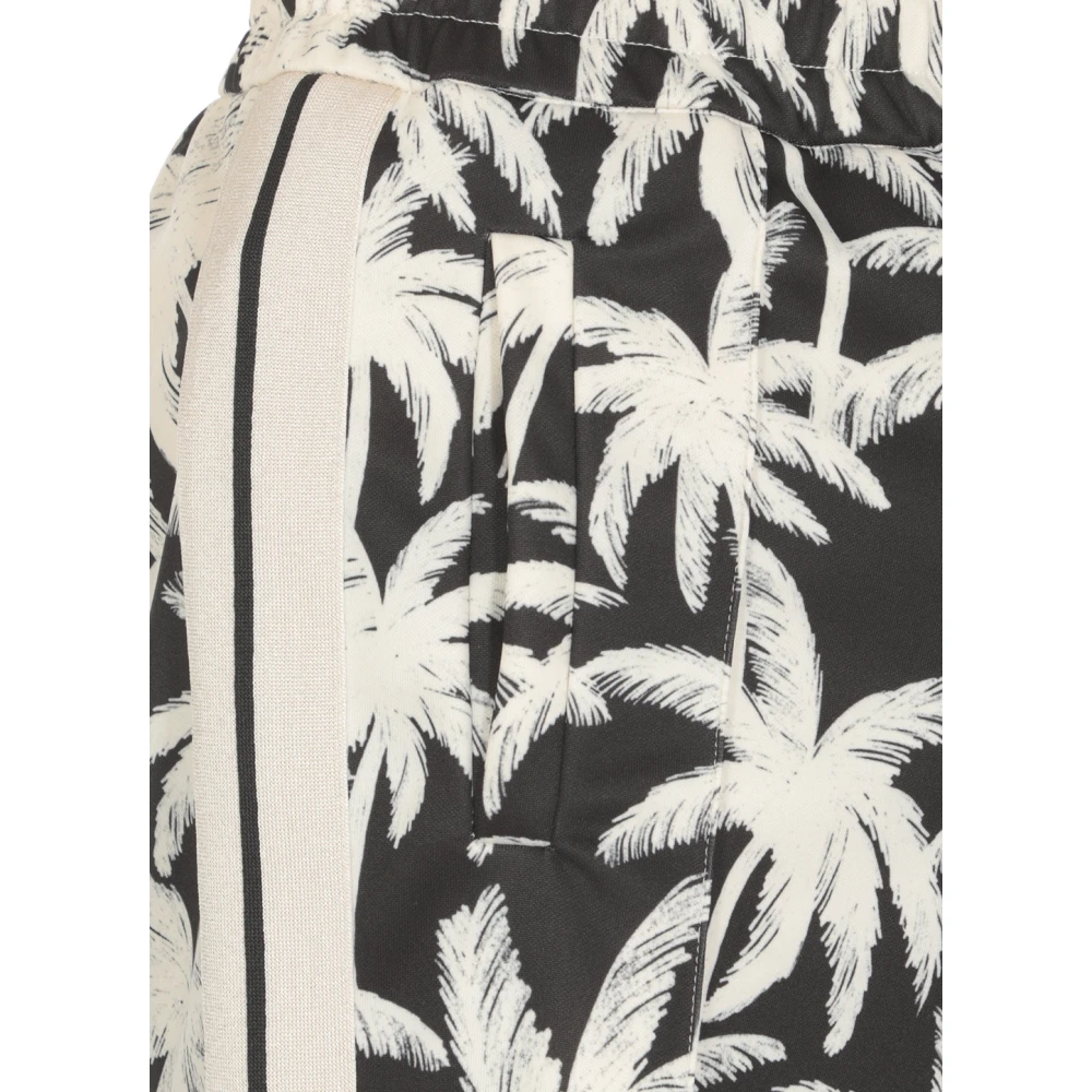 Palm Angels Zwarte Broek met Contrasterende Palmenprint Multicolor Heren
