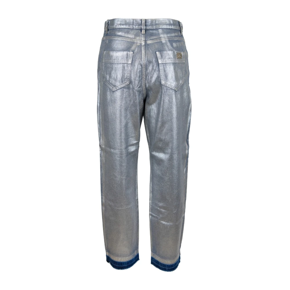 Elisabetta Franchi Ritssluiting Knoop Dames Jeans Gray Dames