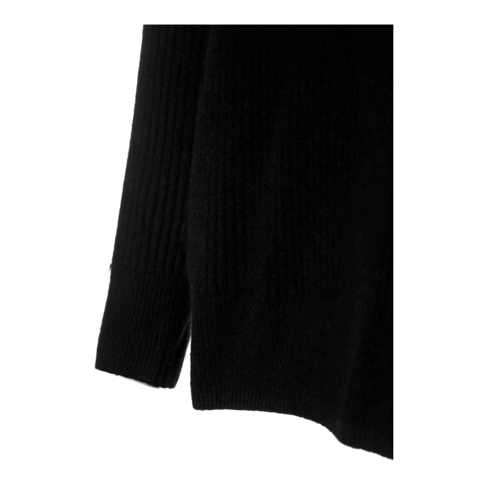 Denham Geribbeld LS Polo Shirt Black Heren