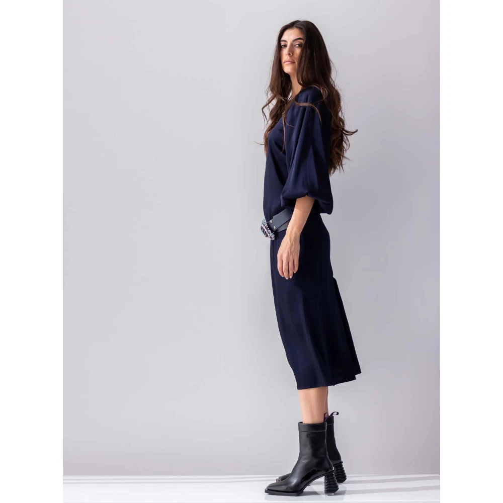 Beatrice .b Geplooide Schouder Maxi Jurk Blue Dames