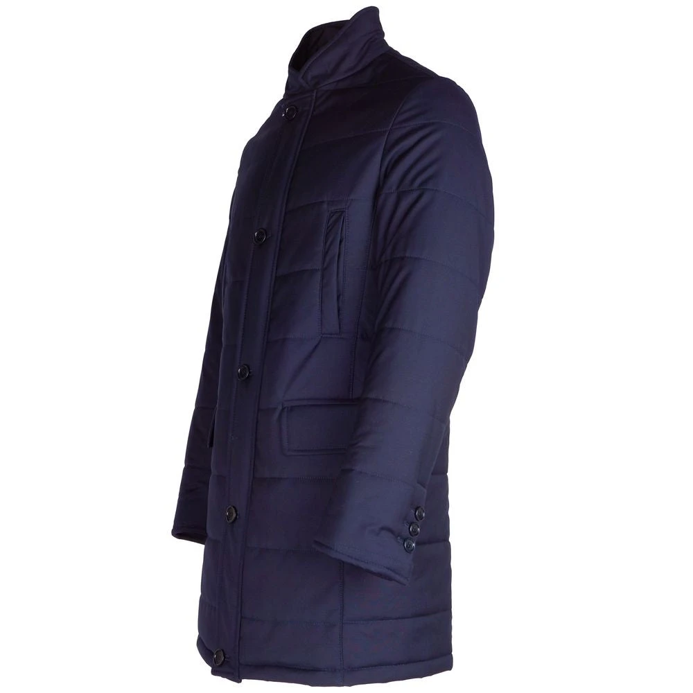 Made in Italia Blauwe wollen jas met Green Storm System Blue Heren