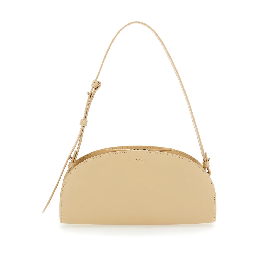 A.p.c. Beige Schoudertas met Logo Belettering Beige Dames
