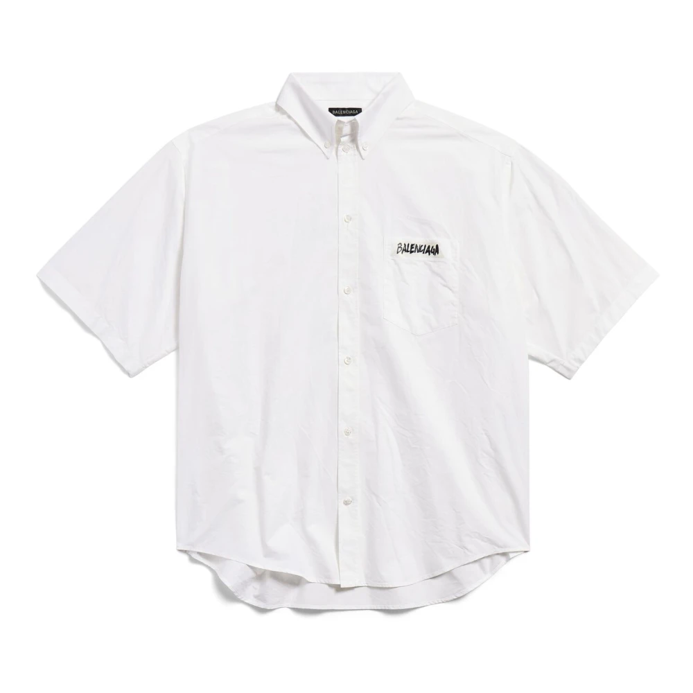 Balenciaga Men's White Masking Tape Shirt - Short Sleeve Shirts - S - Shirts