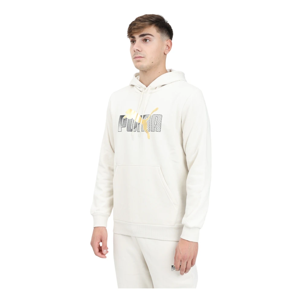 PUMA Hoodie med Logo Print White, Herr