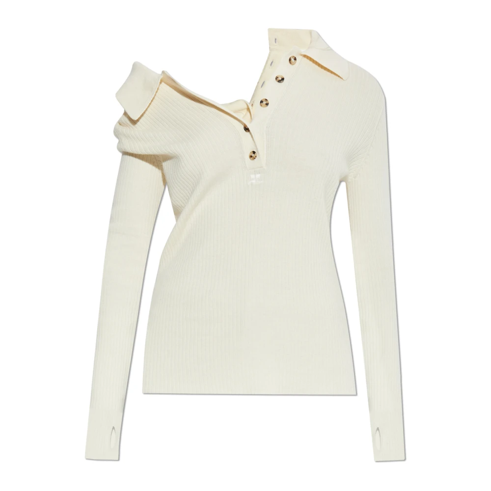 Courrèges Wit T-shirt met Merinowolmix White Dames