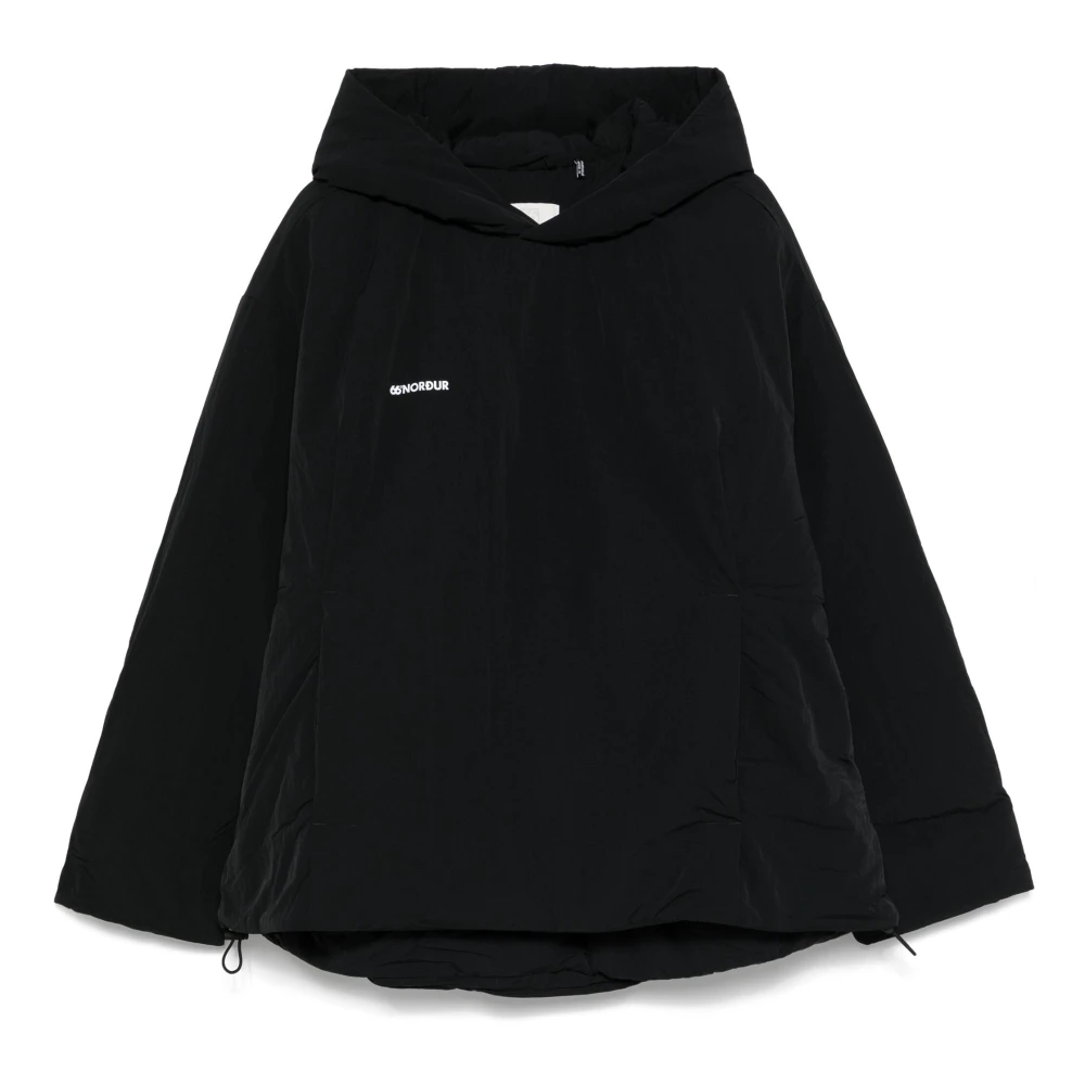 66 North Zwarte waterafstotende hoodie met reflecterend logo Black Heren