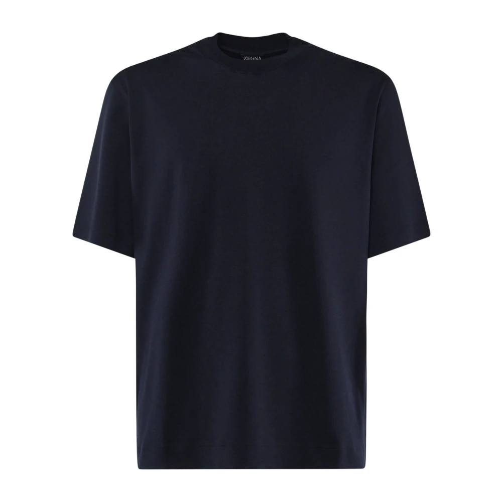 Ermenegildo Zegna Blauw Katoenen T-shirt met Ronde Kraag Blue Heren