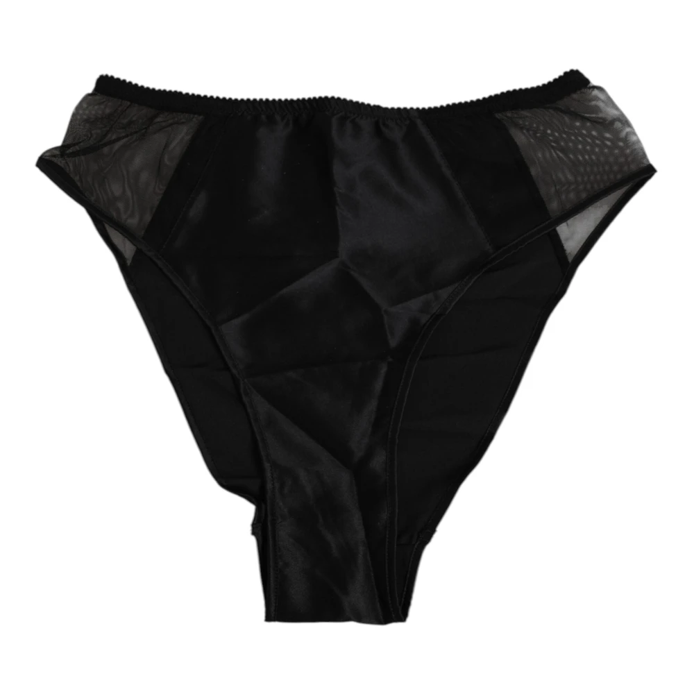 Dolce & Gabbana Women's Black Underpants, S, Silk High Waist Panty Underwear