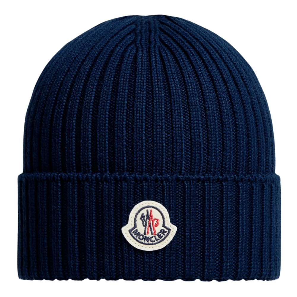 Moncler Blue Hats & Caps, Unisex, M, Wool Knit Beanie