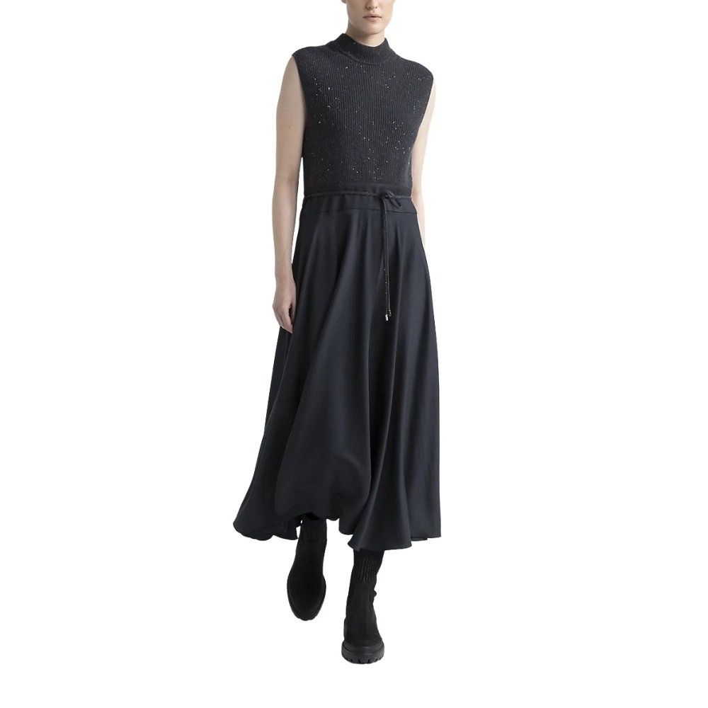 PESERICO Wol zijde kasjmier en lurex jurk Gray Dames