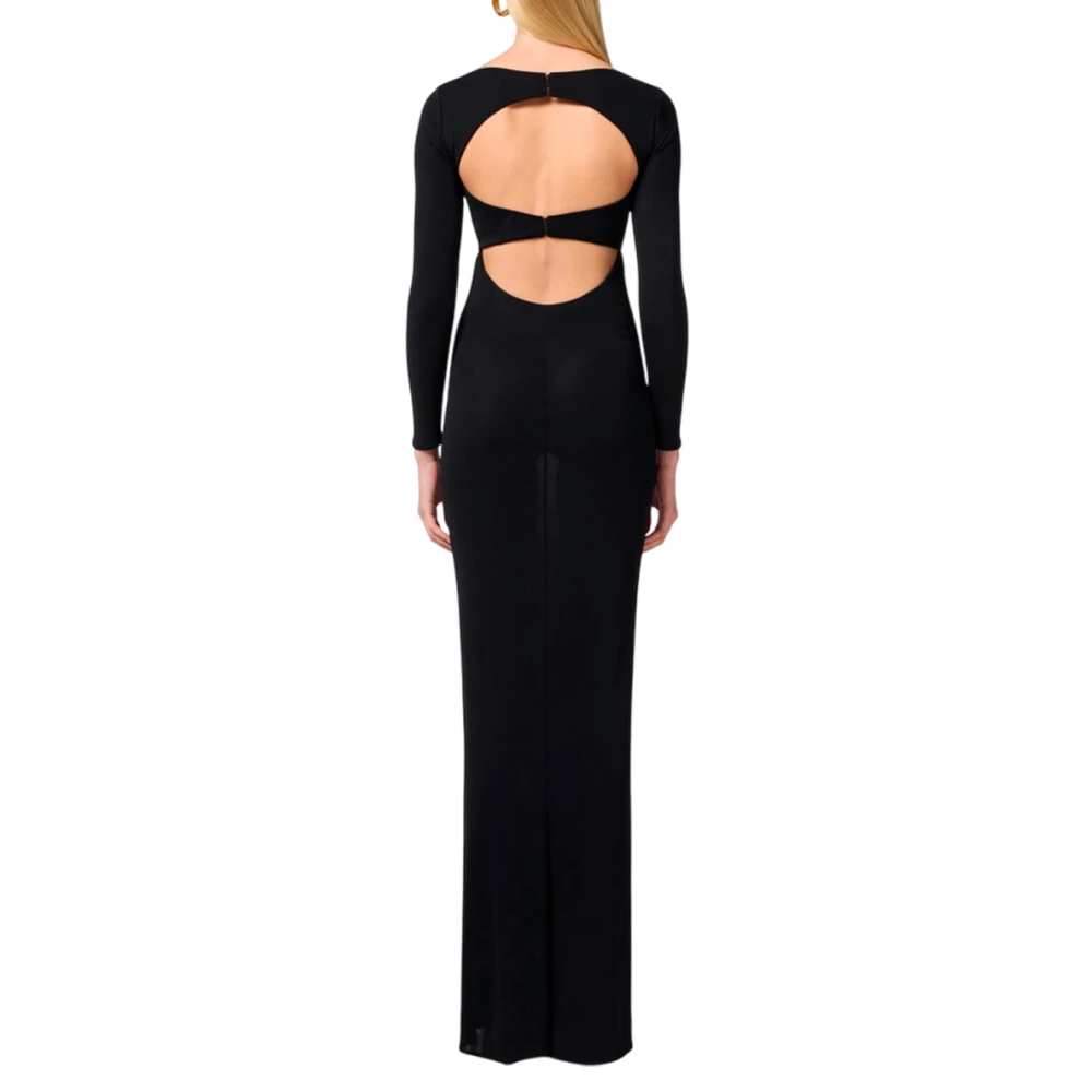 Elisabetta Franchi Elegante Lange Jurk met Cut-Out Details Black Dames