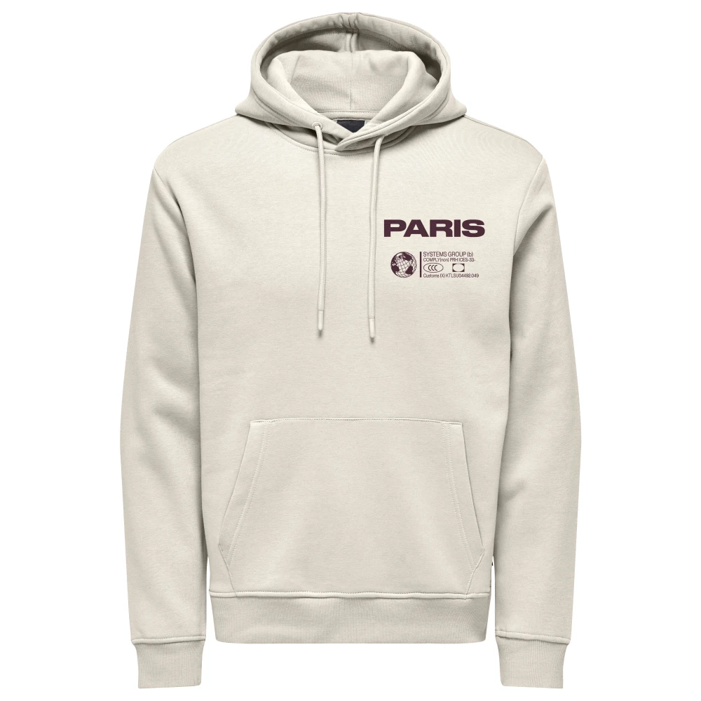 Only & Sons Moonbeam Paris Hoodie Sweatshirt Freewear Beige Heren