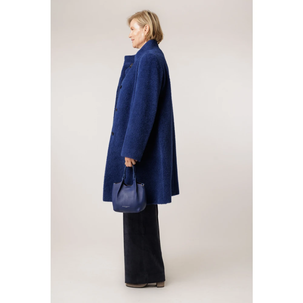 Cinzia Rocca Elegante Wol Alpaca Jas Blue Dames