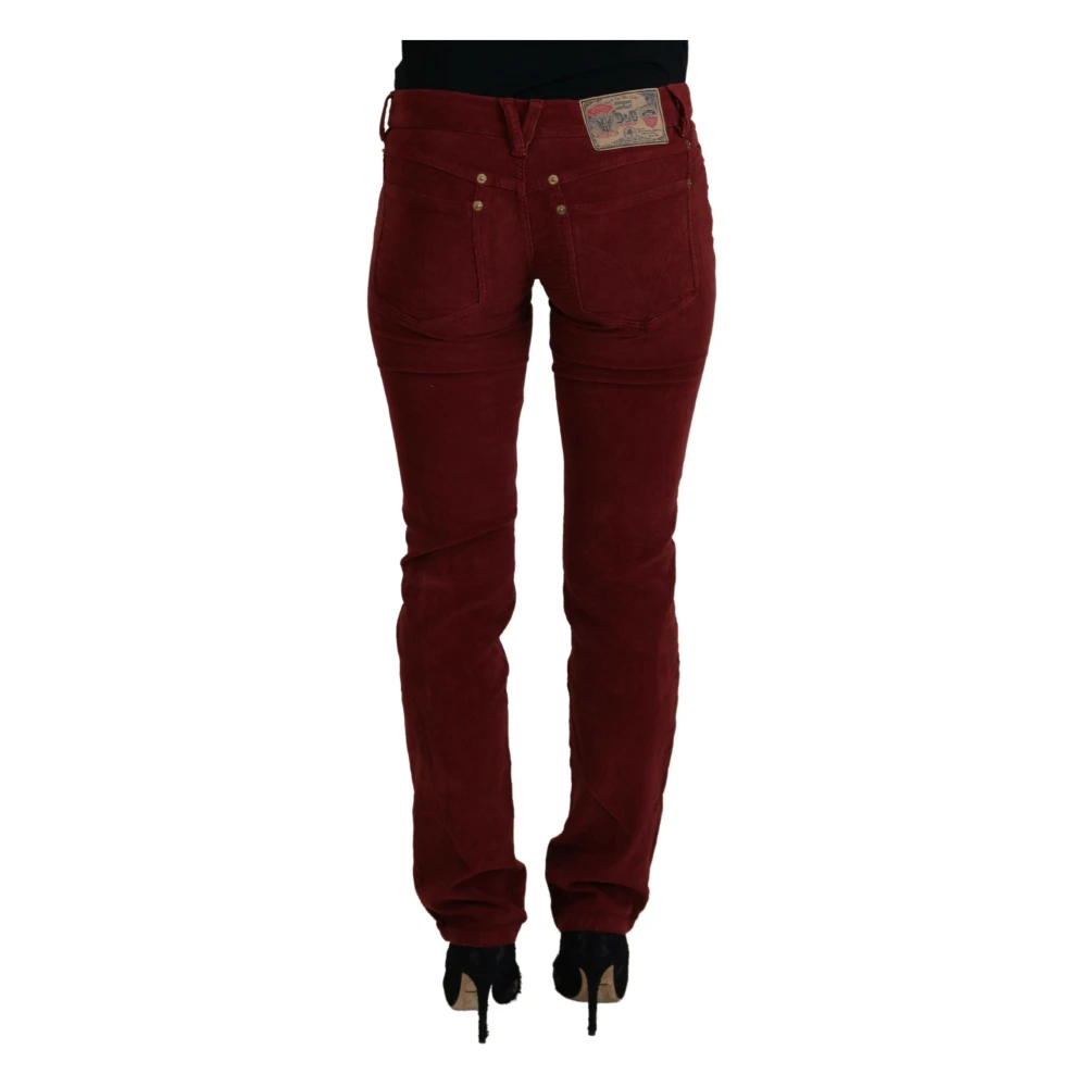 Dolce & Gabbana Maroon Corduroy Slim Fit Casual Broek Brown Dames