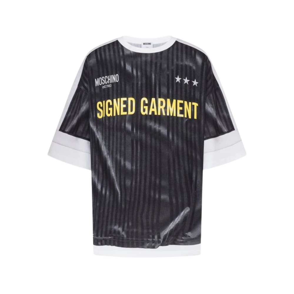 Moschino Unisex Grijs Tops M, Katoen, T-Shirt Van Bedrukte Katoenen Jersey