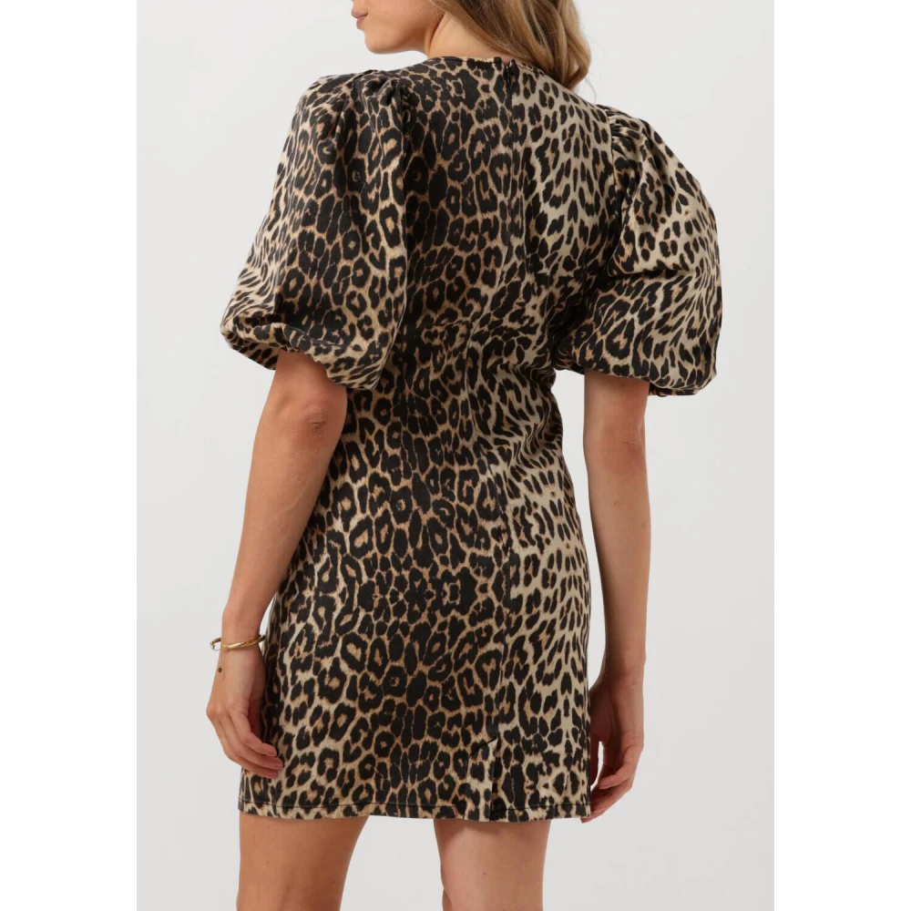 Co'Couture Khaki Luipaard Mini Puff Jurk Multicolor Dames