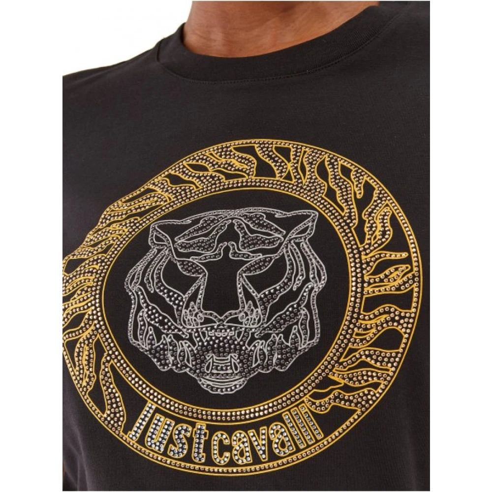 Just Cavalli Korte Mouw Jersey Tiger Logo T-shirt Black Dames