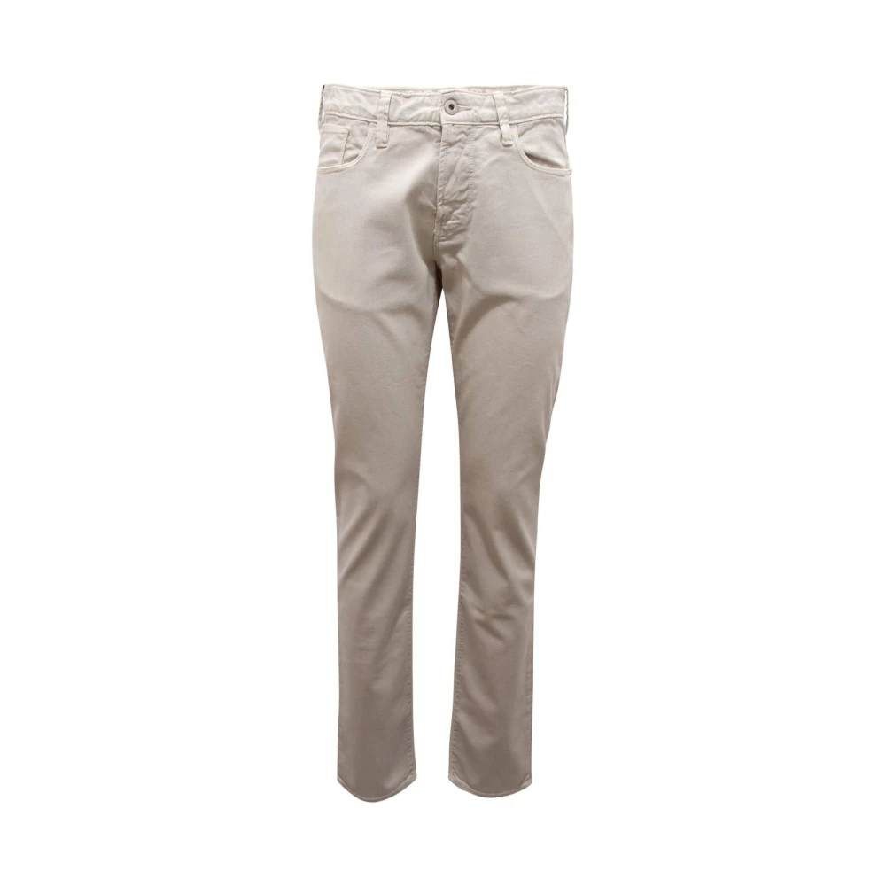 Armani Grå Slim Fit Byxor I Ljusgrå
