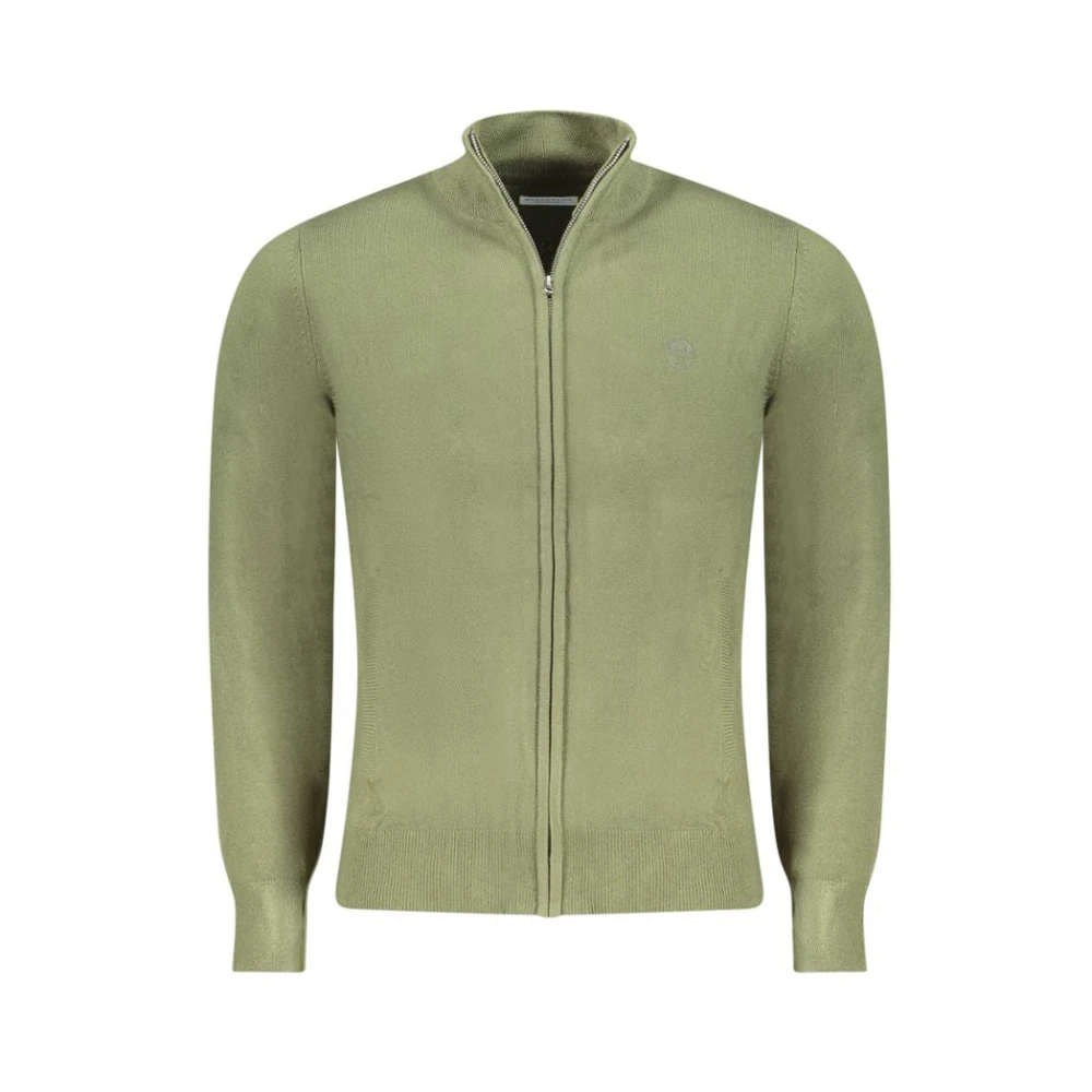 North Sails Green Cardigans, Male, S, Nylon Cardigan With Embroidery