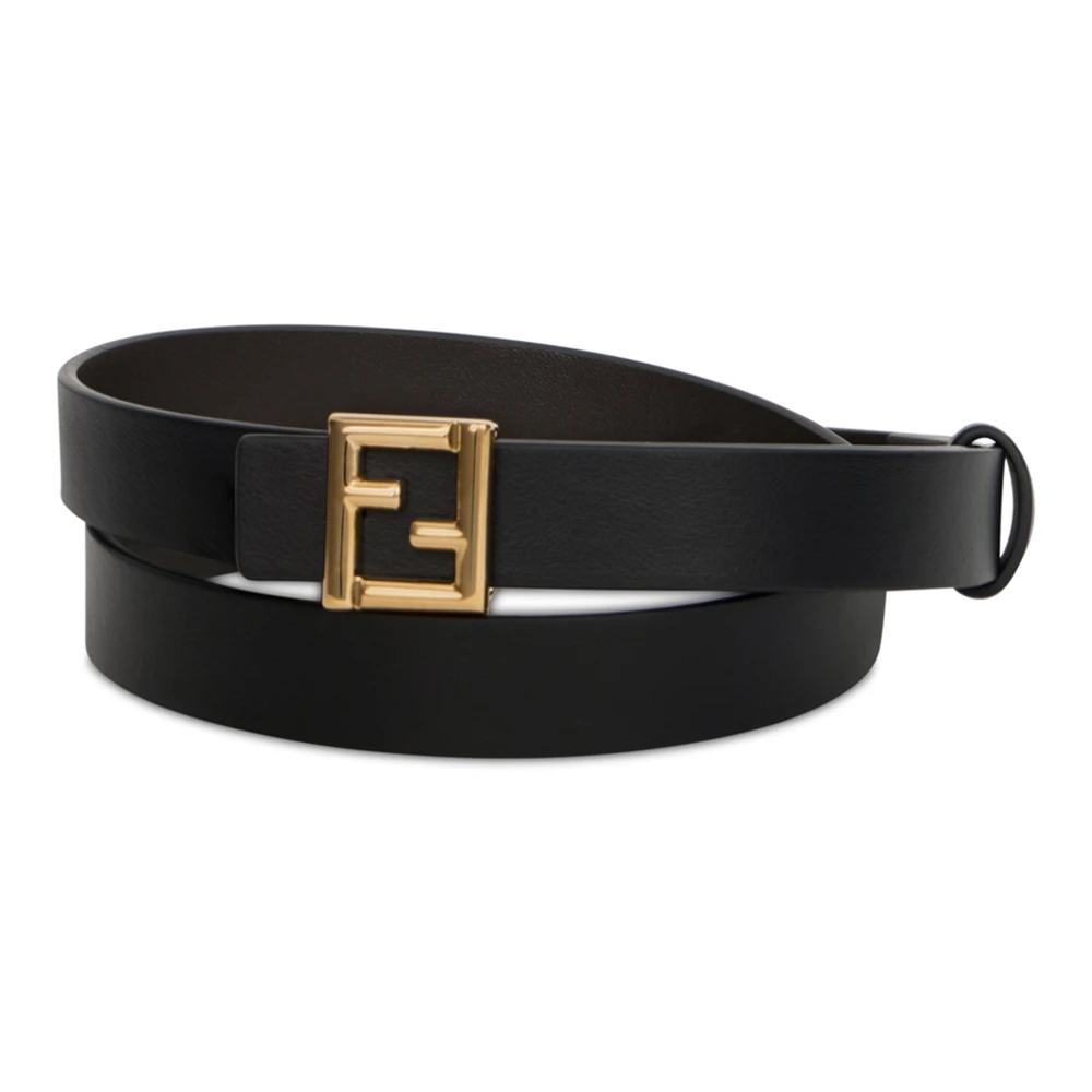 FENDI | Black and ebony leather 20 mm reversible FF belt | Women | 85 - Bild 5