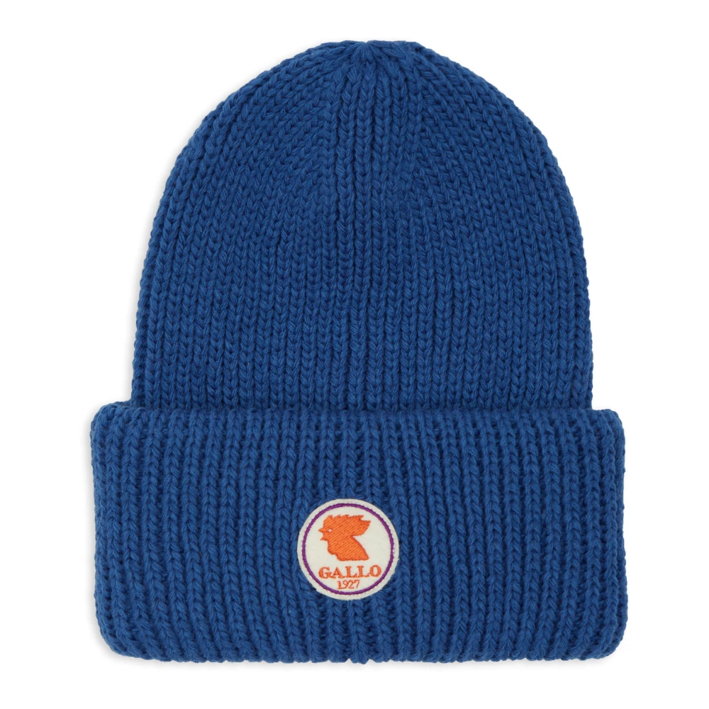Gallo Unisex effen blauwe geribbelde muts met omslag Blue Unisex