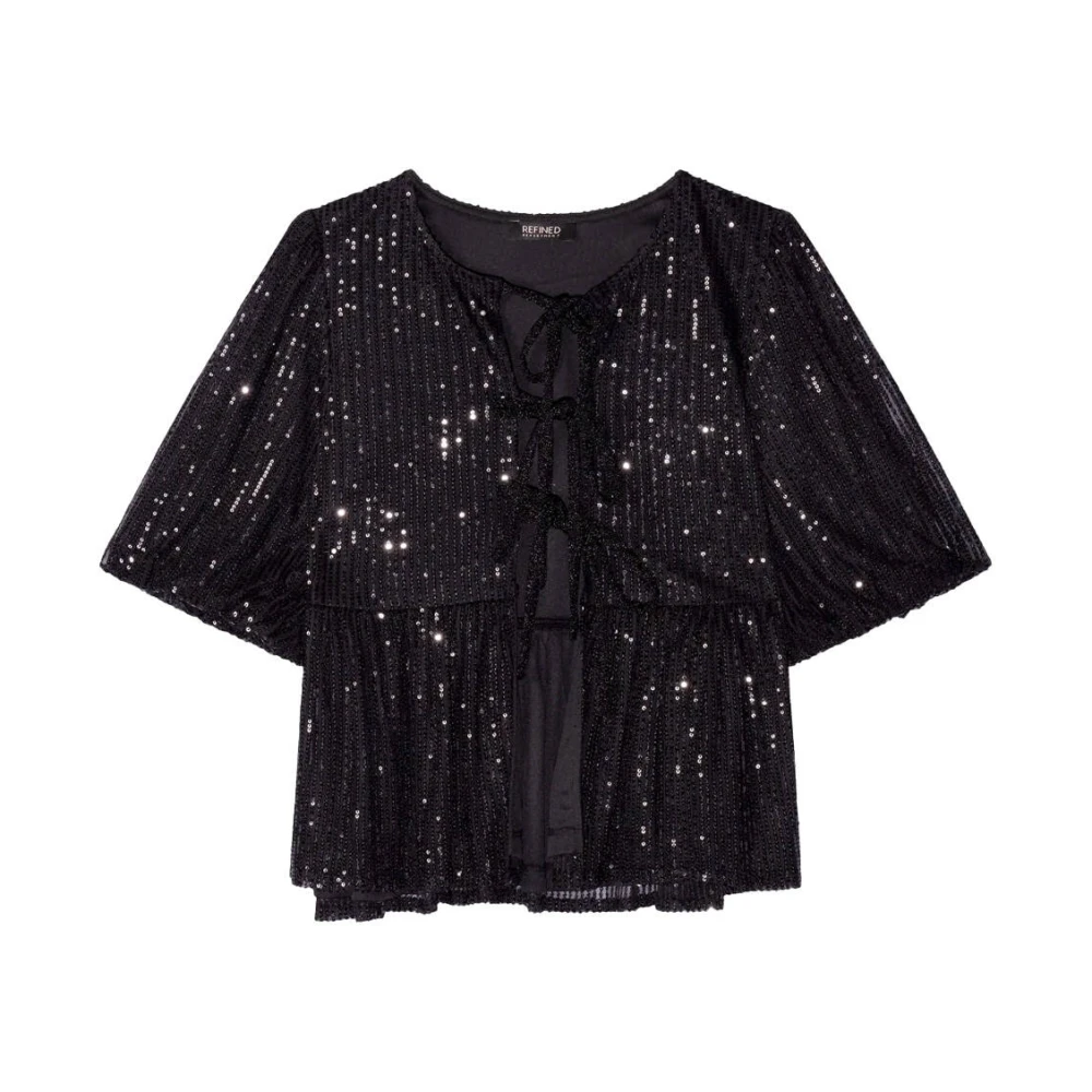 Refined Department Silva Top Korte Mouw Stijlvol Shirt Black Dames