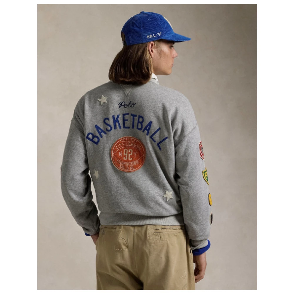 Polo Ralph Lauren Vintage Basketball Multi-Patch Sweatshirt Gray Heren
