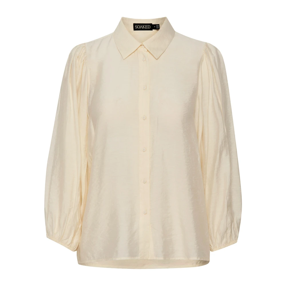 Soaked in Luxury Vrouwelijk shirt met pofmouwen Beige Dames