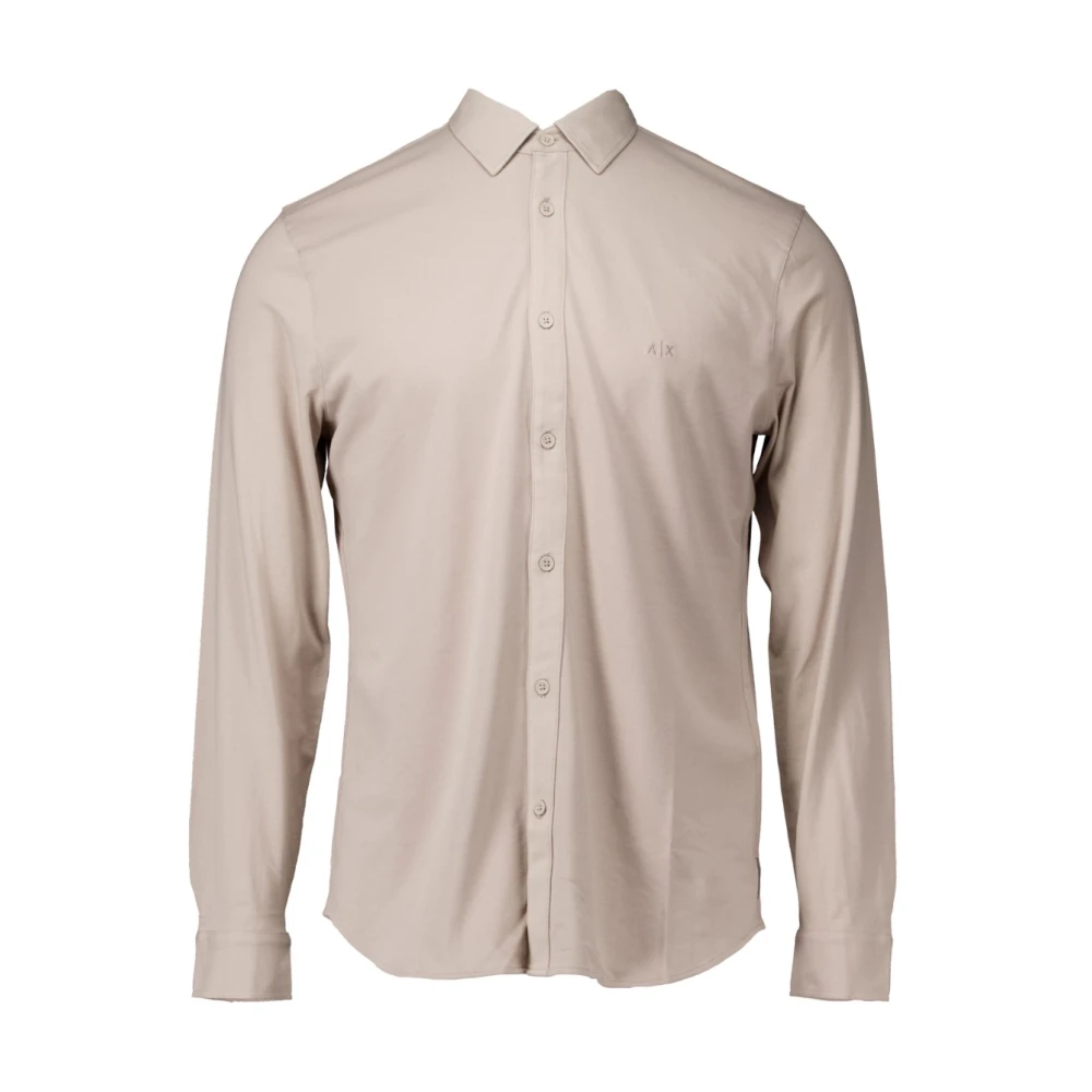 Armani Exchange Jersey Shirt Lange Mouw Taupe Beige Heren