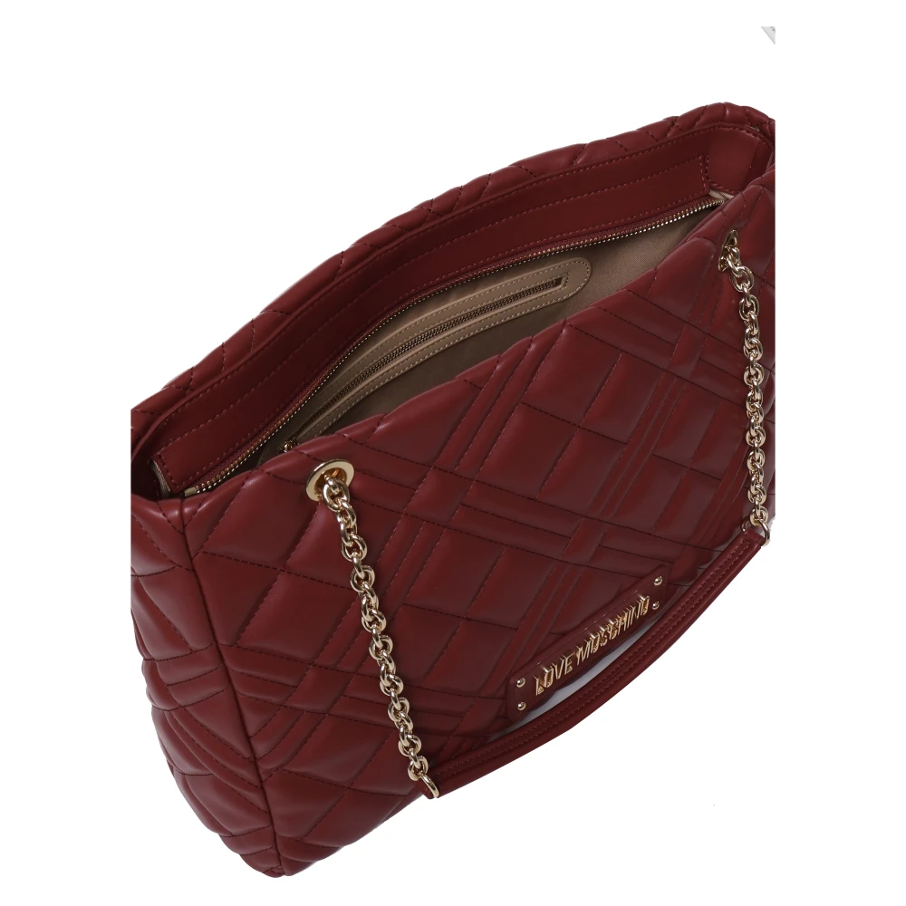 Love Moschino Zwarte Schoudertas met Klep Sluiting Red Dames