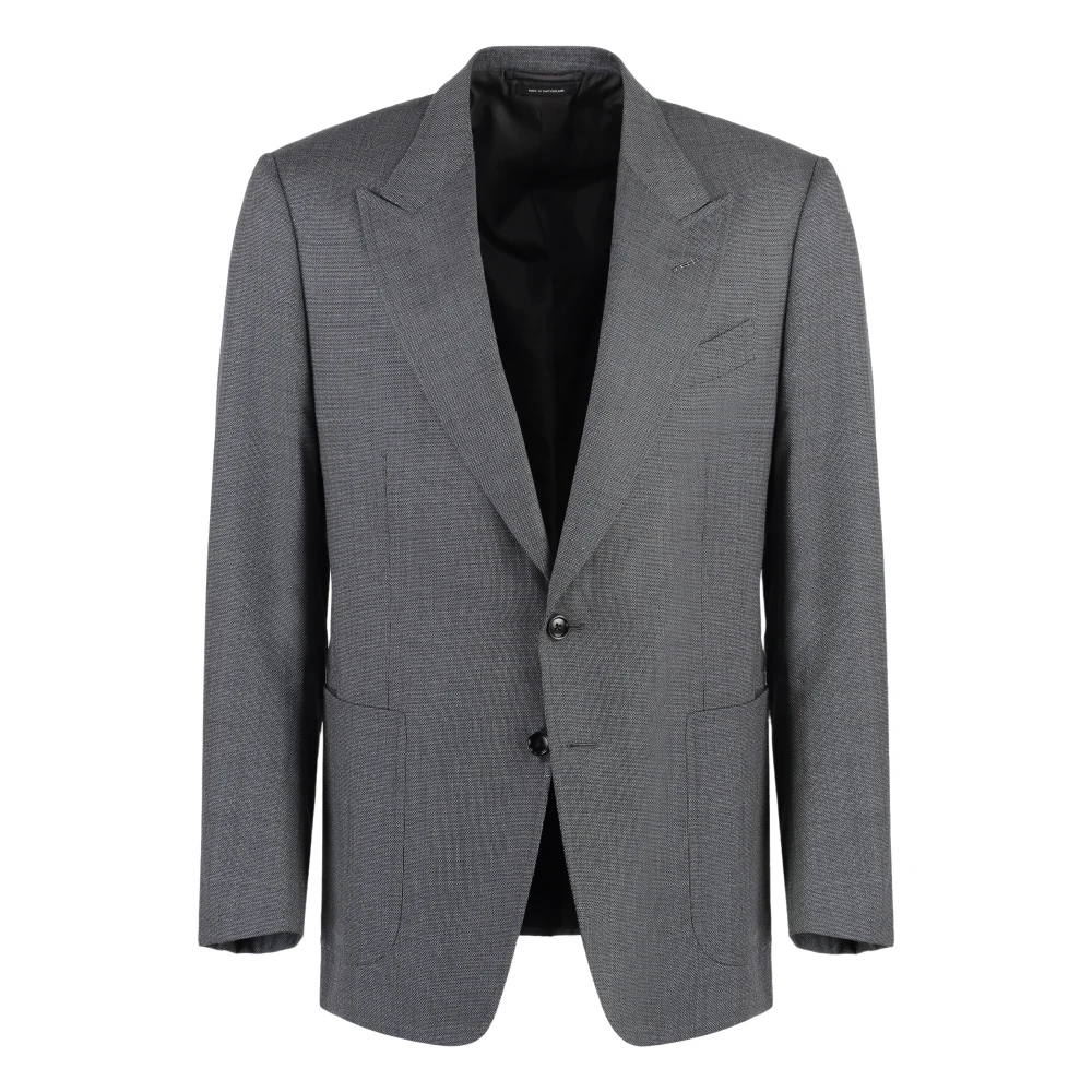 Tom Ford Wollen Reverskraag Jas Gray Heren
