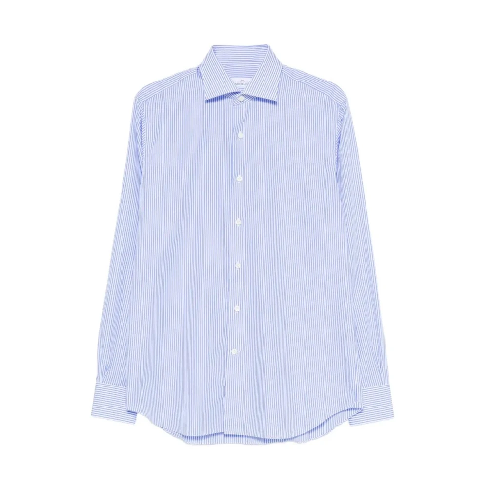 Alessandro Gherardi Men's Blue Formal Shirts, Xl, Striped Cotton Single Cuff Shirt