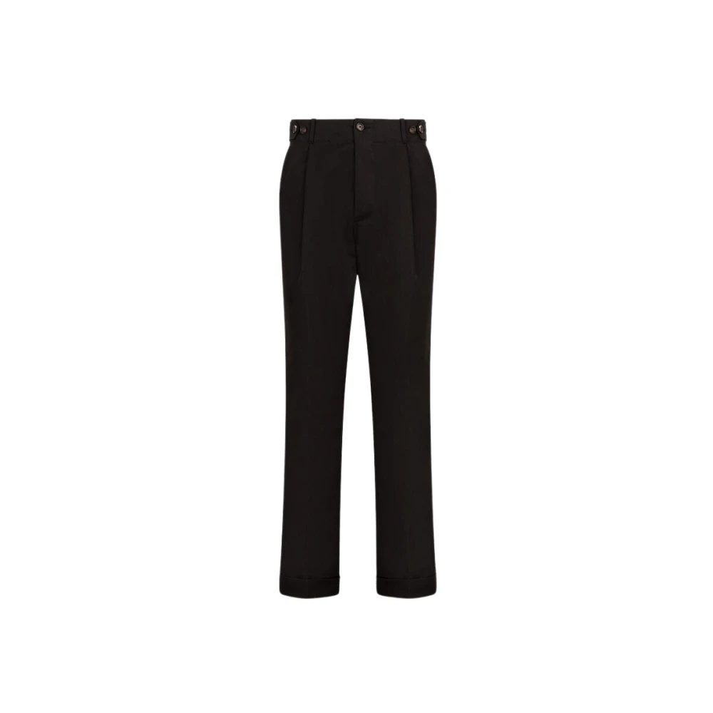 Roberto Cavalli Men's Black Pleat-Detail Straight-Leg Trousers
