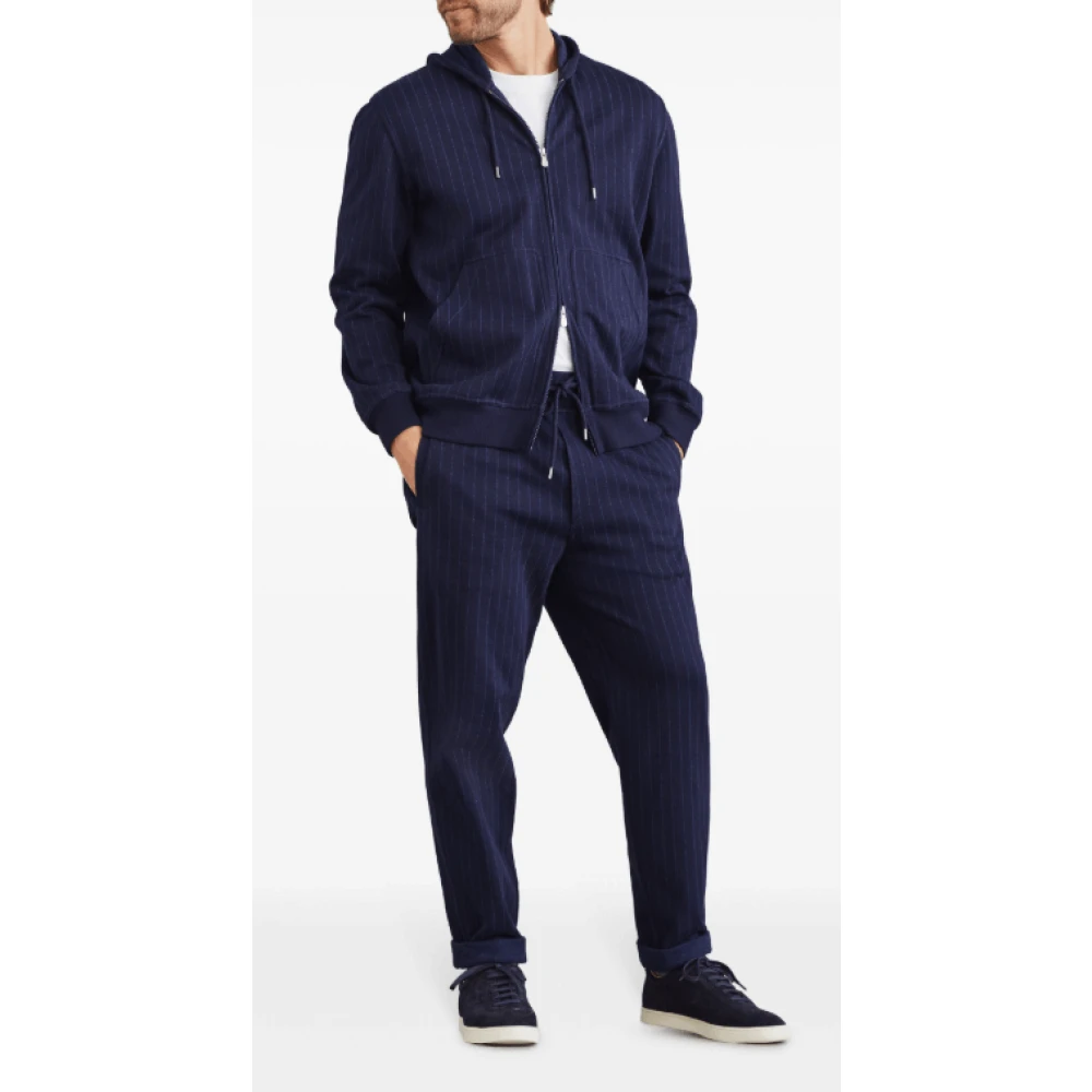 BRUNELLO CUCINELLI Navy Pinstripe Rits Hoodie Blue Heren
