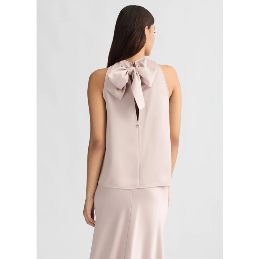 Liu Jo Elegante Roze Satijnen Top met Strik Pink Dames