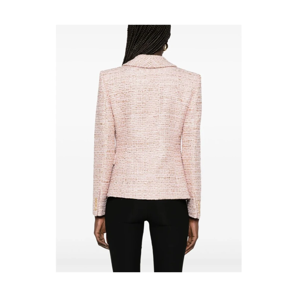 Alessandra Rich Roze double-breasted jas met klepzakken Pink Dames