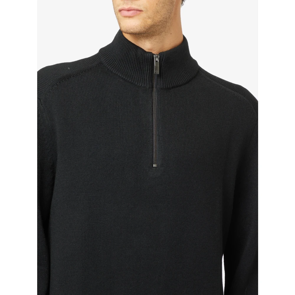Armani Exchange Zwarte Trui met Halve Rits Black Heren
