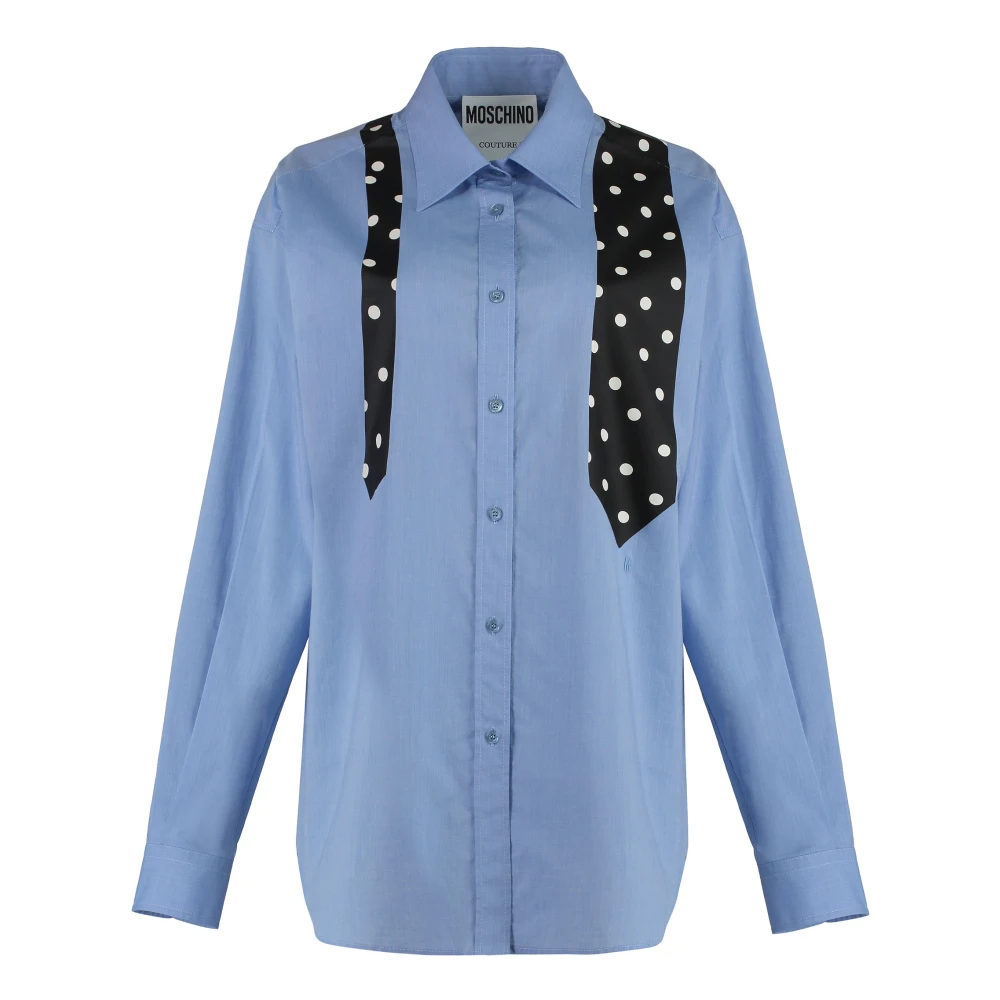 Moschino Polka-dot Katoenen Shirt Blue Dames