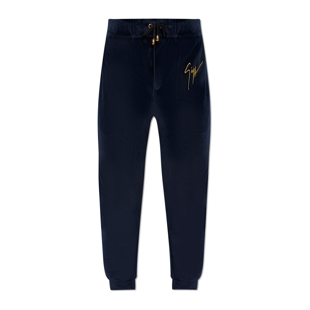 Giuseppe zanotti Fluwelen sweatpants Blue Heren